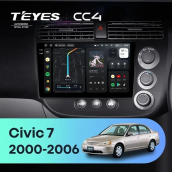 Штатная магнитола Teyes CC4 8/128 Honda Civic 7 (2000-2006) F3 Правый руль