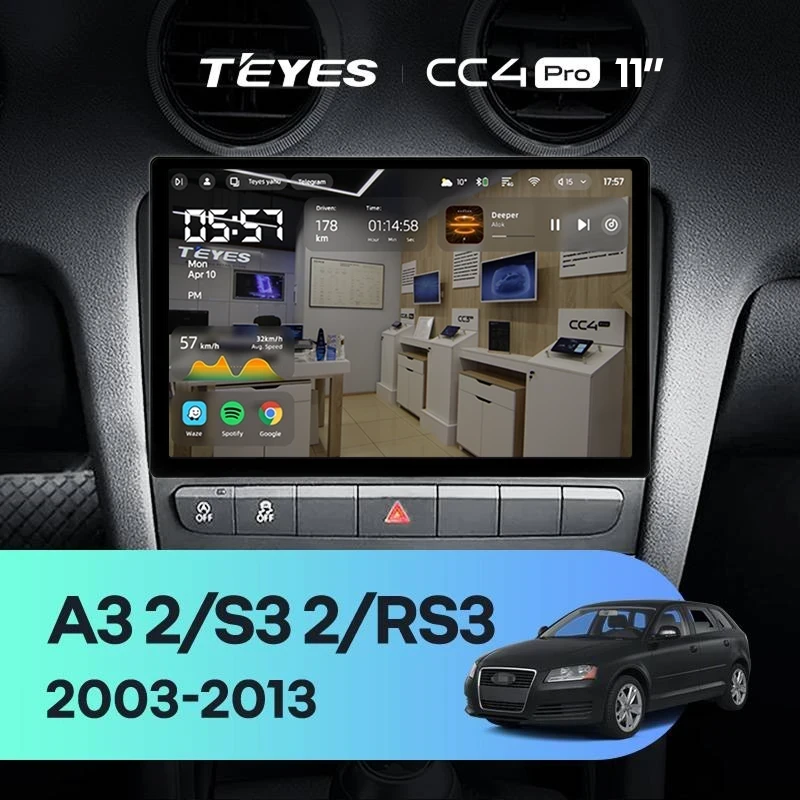 Штатная магнитола Teyes CC4 Pro 8/128 Audi S3 2 (2006-2012) (11")