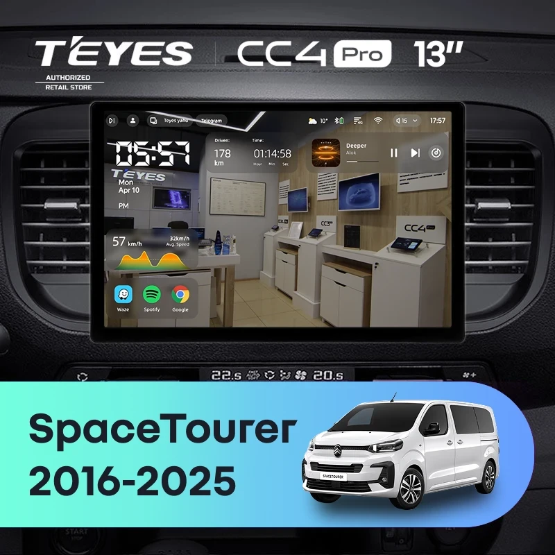 Штатная магнитола Teyes CC4 Pro 8/128 Citroen SpaceTourer (2016-2026) (13")