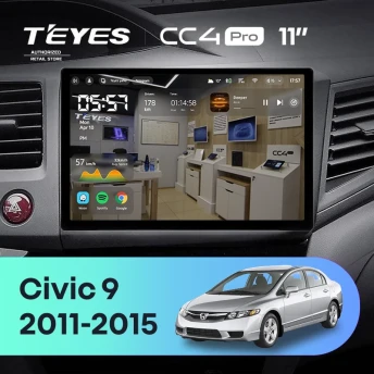 Штатная магнитола Teyes CC4 Pro 8/128 Honda Civic 9 FB FK FD (2011-2015) (11")