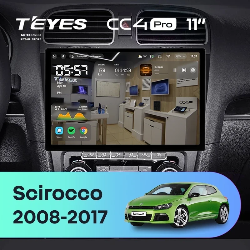 Штатная магнитола Teyes CC4 Pro 12/256 Volkswagen Scirocco (2008-2017) (11")