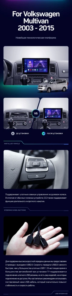 Штатная магнитола Teyes CC3L 4/32 Volkswagen Multivan T5 (2003-2015)