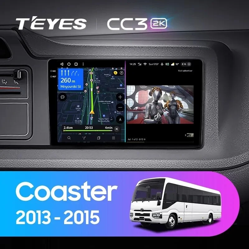 Штатная магнитола Teyes CC3 2K 6/128 Toyota Coaster (2013-2015)