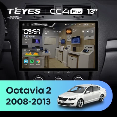 Штатная магнитола Teyes CC4 Pro 12/256 Skoda Octavia 2 A5 (2008-2013) (13")