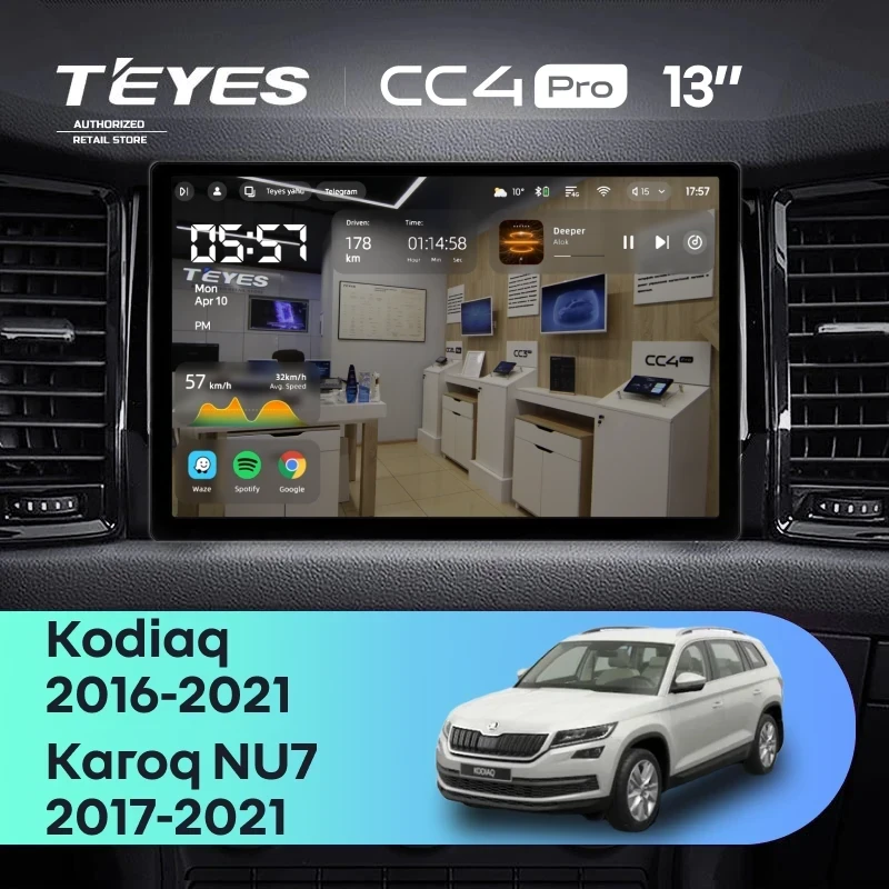 Штатная магнитола Teyes CC4 Pro 8/128 Skoda Karoq (2017-2021) Тип-B (13")