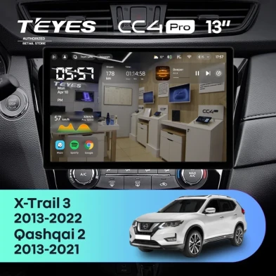 Штатная магнитола Teyes CC4 Pro 12/256 Nissan Qashqai 2 (2013-2021) F2 Тип-AВ (13")