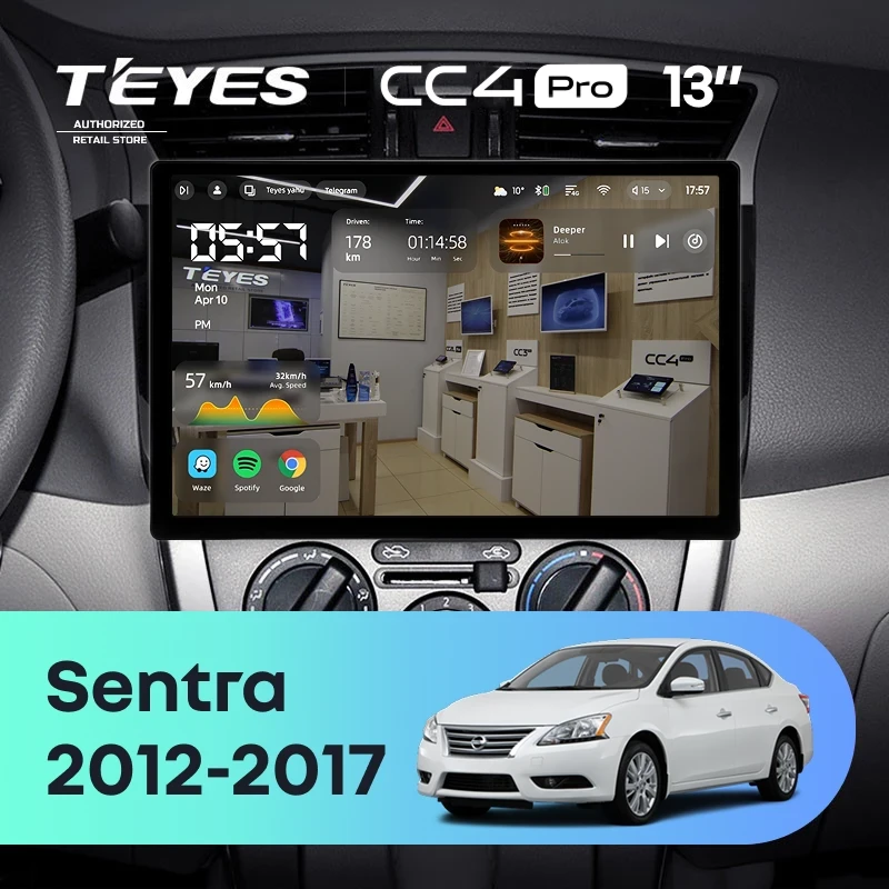 Штатная магнитола Teyes CC4 Pro 12/256 Nissan Sentra B17 (2012-2017) (13")