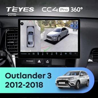 Штатная магнитола Teyes CC4 Pro 360 8/128 Mitsubishi Outlander 3 GF0W GG0W (2012-2018) Тип-B (11")